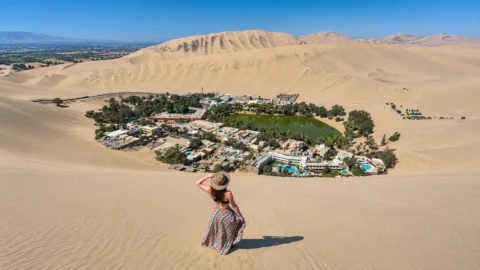 Next, we will visit the famous Huacachina Oasis, surrounded by impressive desert dunes. You will have time to explore, take photos, and enjoy the unique scenery.